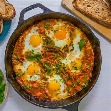 Lightly Spiced Shakshuka with Spinach