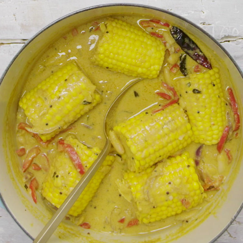 Keralan Coconut Broth with Corn-on-the-Cob and Cannellini Beans