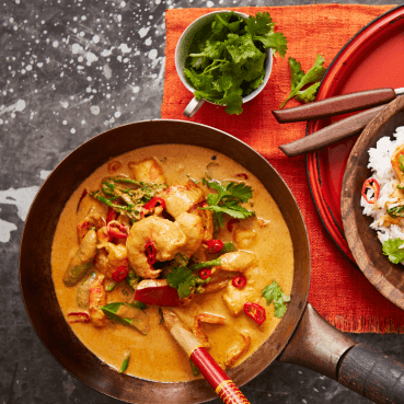 Recipe for Thai Red Chicken Curry with Asian Vegetables and Crispy Rice ...